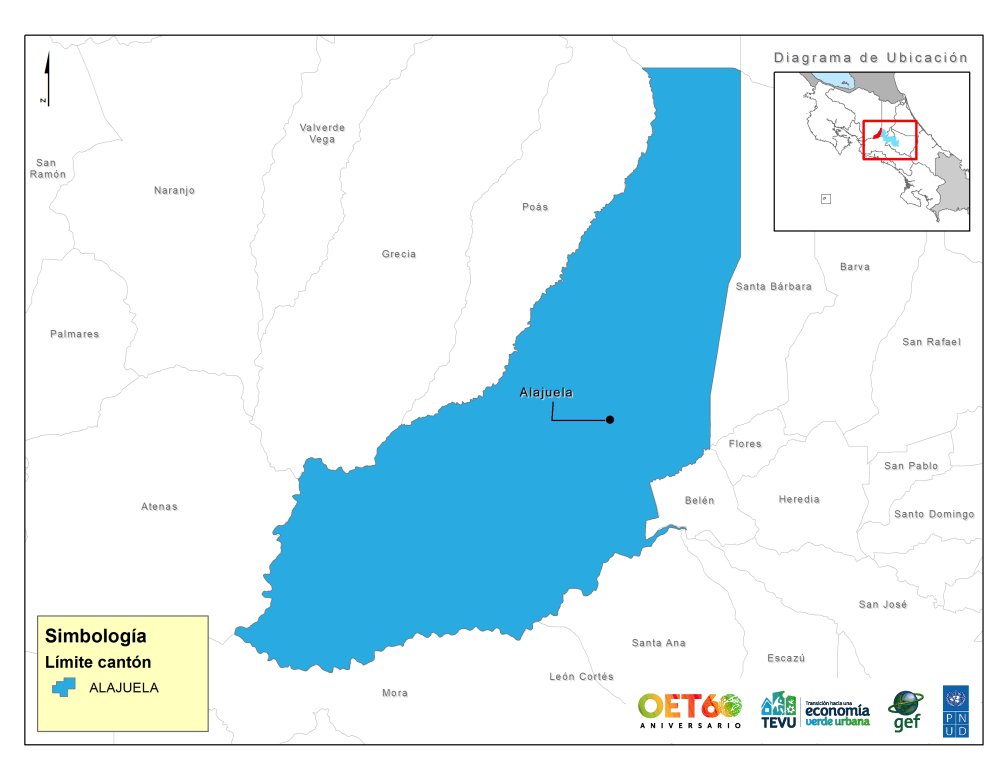 Mapa geopolítico Alajuela