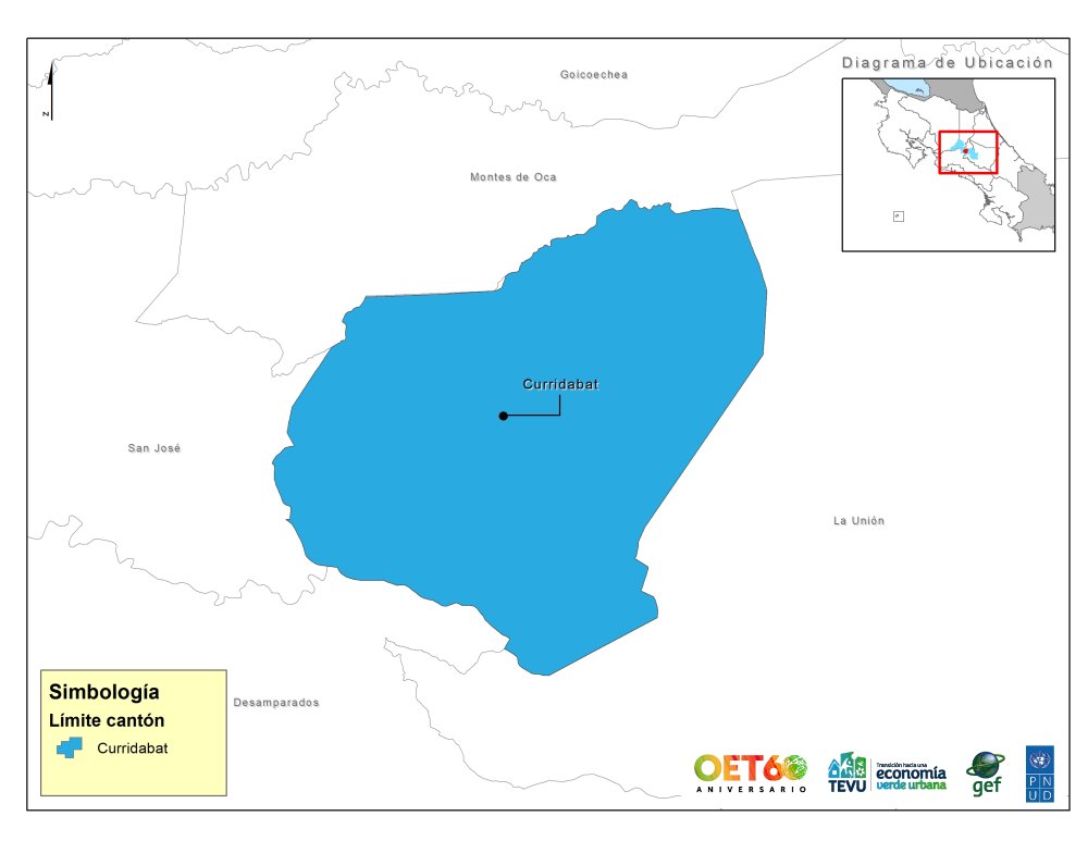 Mapa geopolítico Curridabat