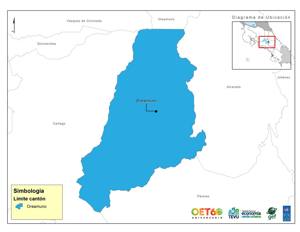 Mapa geopolítico Oreamuno 